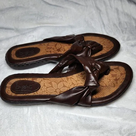 b.o.c. Brown Leather Cork Footbed Sandals - Size 8 - Picture 4 of 12